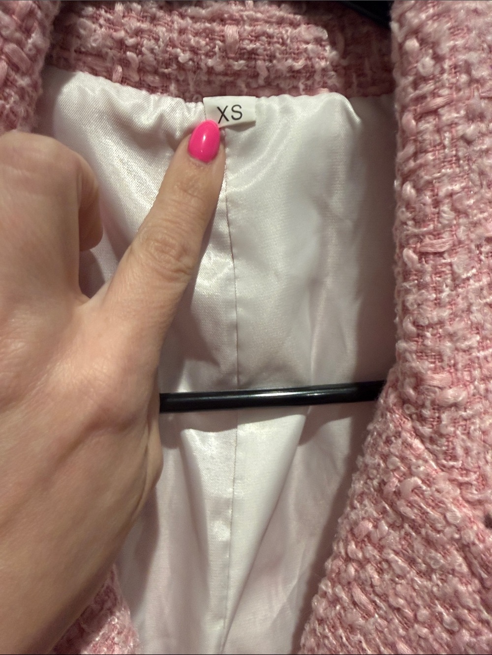 Pink Bouclé Double-Breasted Blazer Jacket - Picture 2 of 3